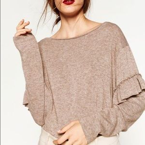 Zara sweater with ruffle sleeves